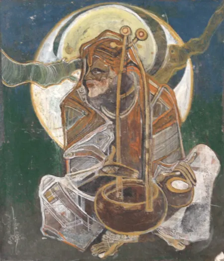 Musician by Asit Mondal - Tempera on board