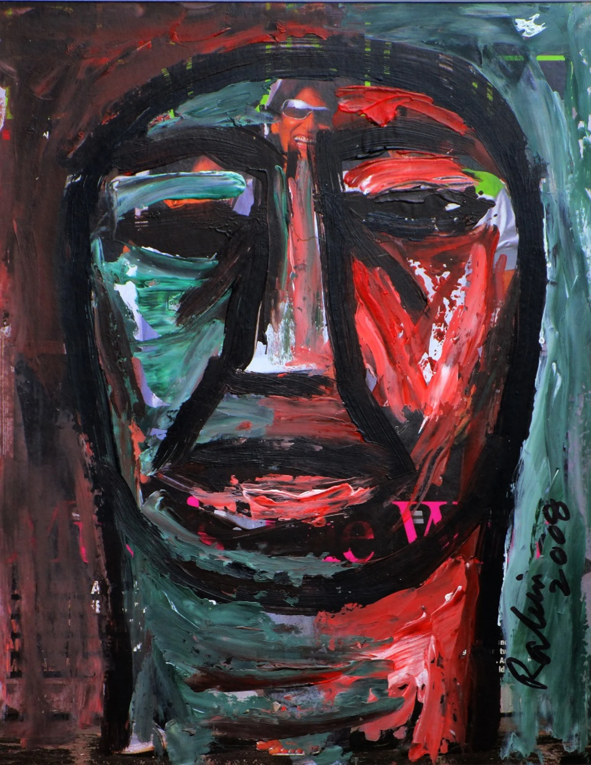 Head by Rabin Mondal - Acrylic Coloured Paper Pasted on board