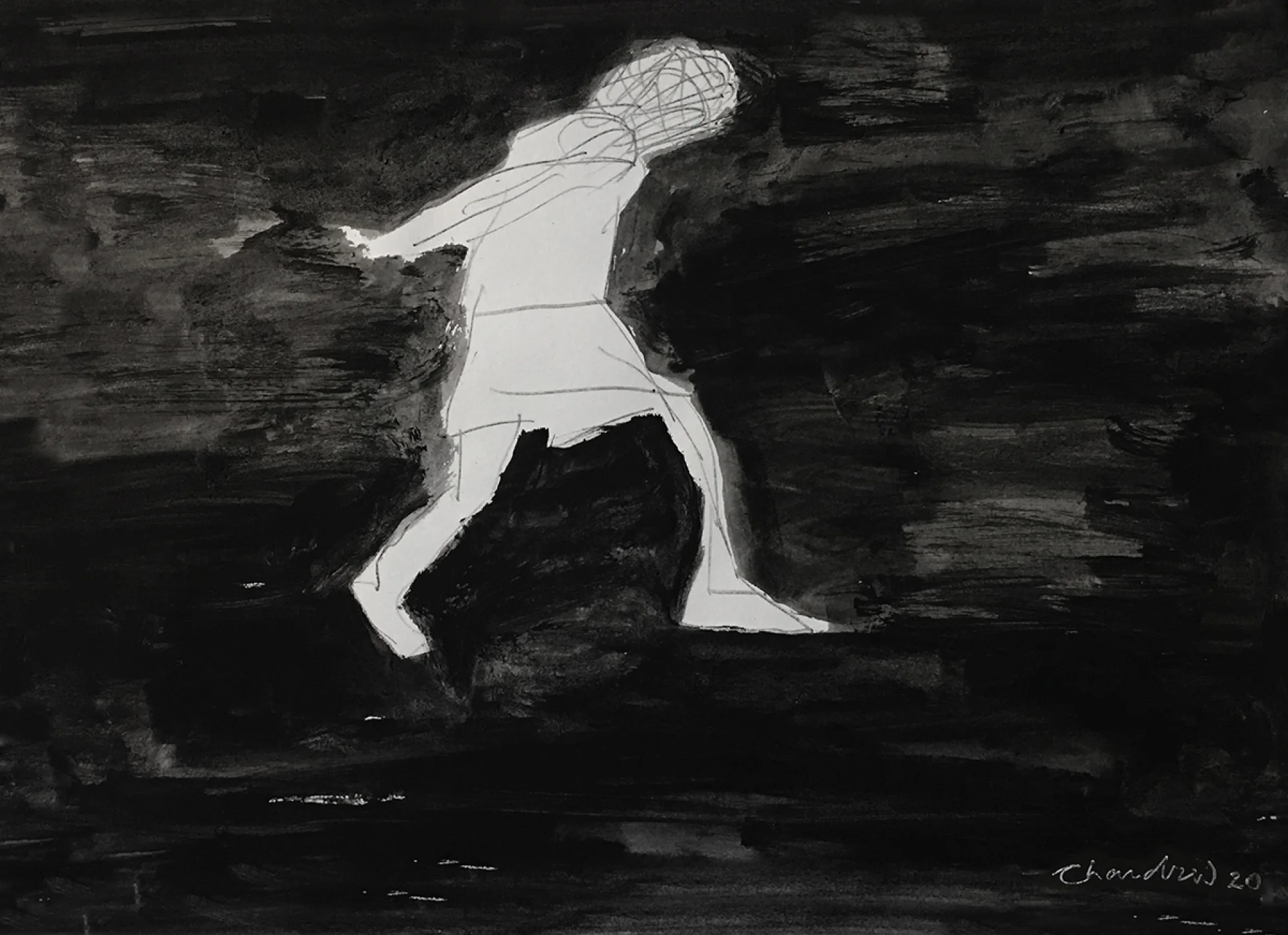 Untitled by Chandra Bhattacharjee - Ink on Paper