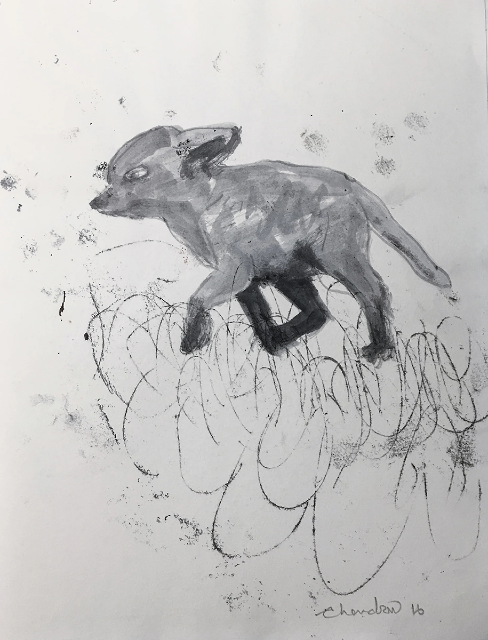Untitled by Chandra Bhattacharjee - Watercolour & Pencil on Paper