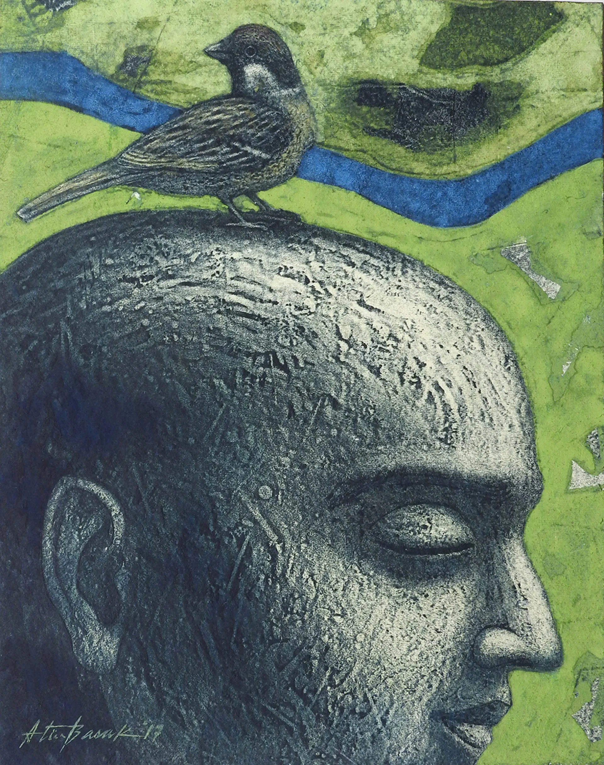 Untitled by Atin Basak - Tempera & Etching on Paper