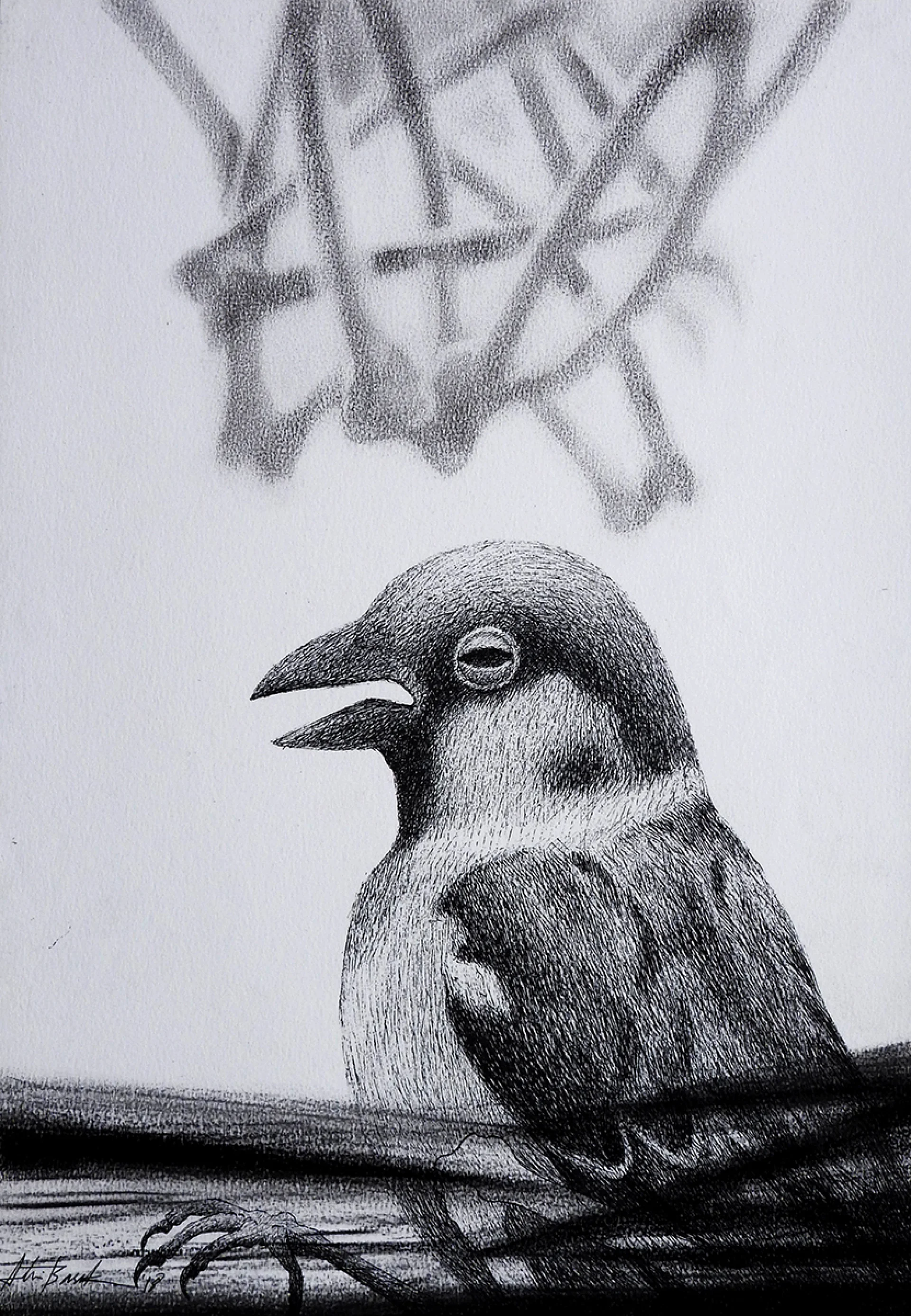 Untitled by Atin Basak - Pen, ink & dry pastel on Paper