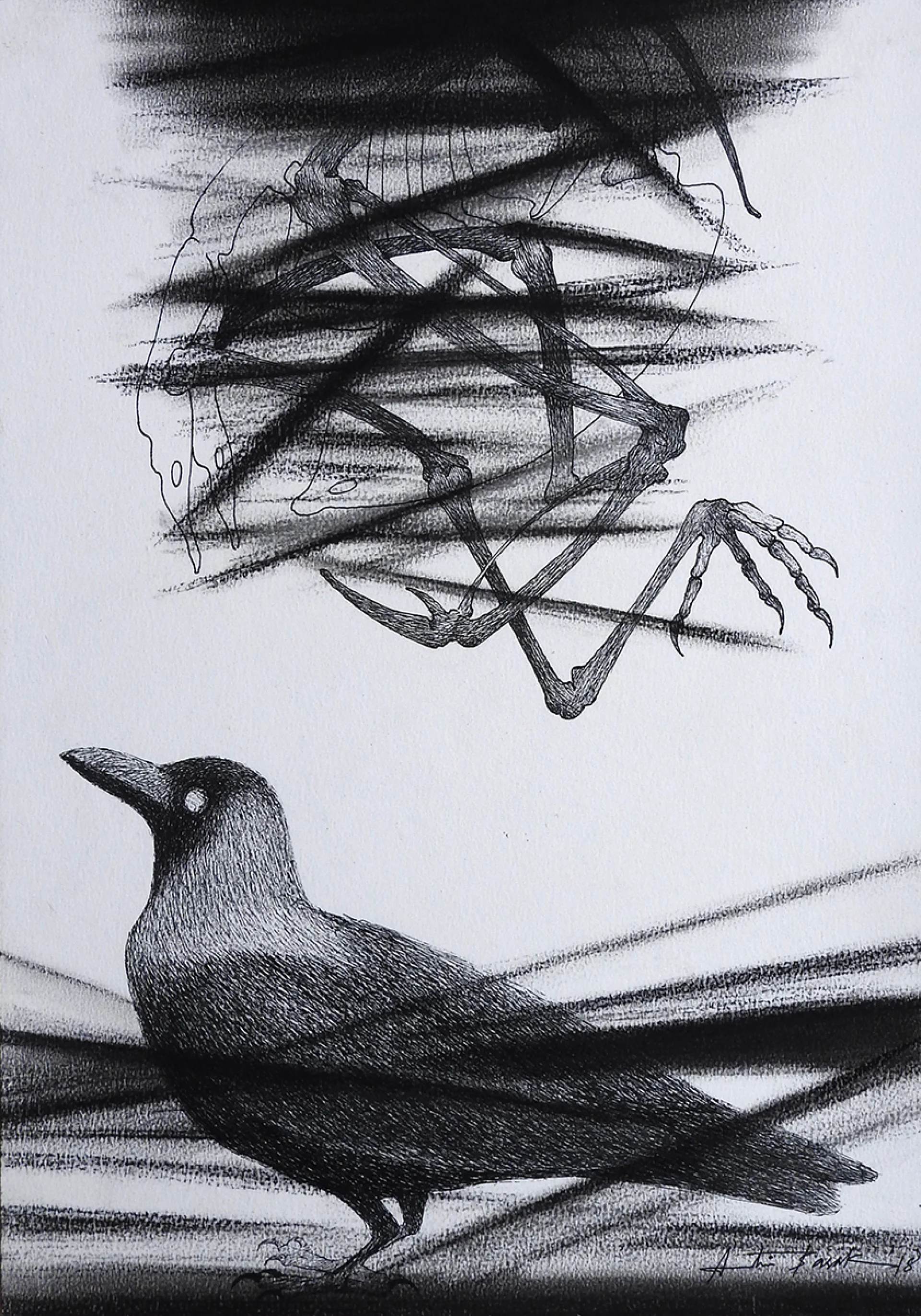Untitled by Atin Basak - Pen, ink & dry pastel on Paper