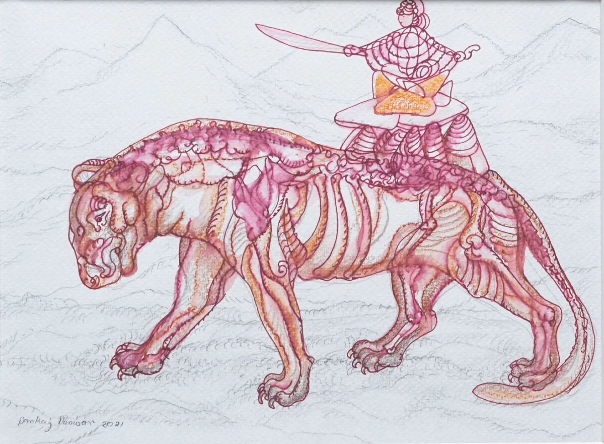 From Lockdown Diary Series by Pankaj Panwar - Mixed Media on Paper
