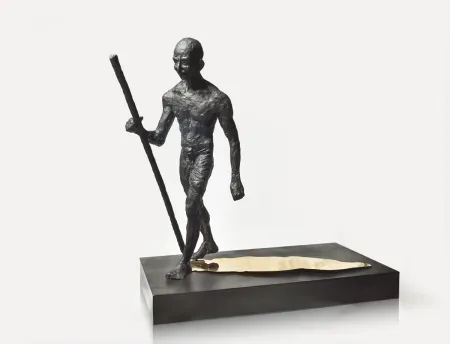 Thr man with his shadow by Debanjan Roy - Painted Fiber Glass Sculpture