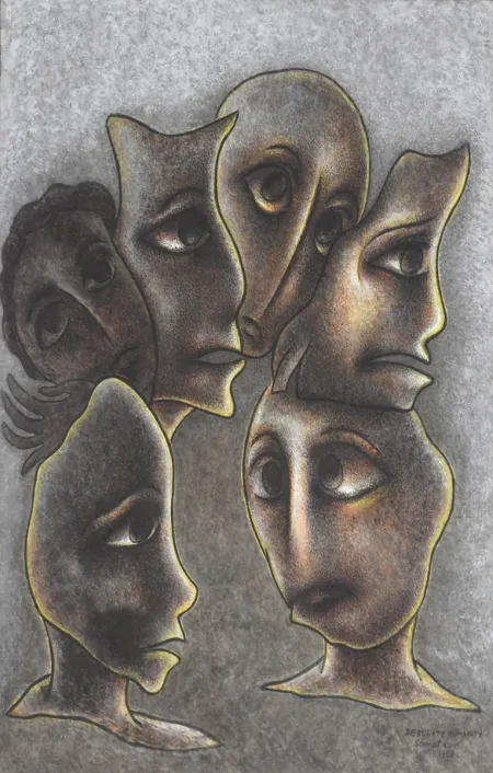 Desolate Humanity by Sanat Kar - Tempera