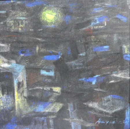 Moonlit Night by Priyanka Lahiri - Mixed Media  on Canvas