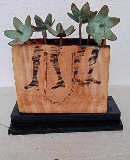 Carry Bag by Chandan Bhandari - Wood & Metal Sculpture