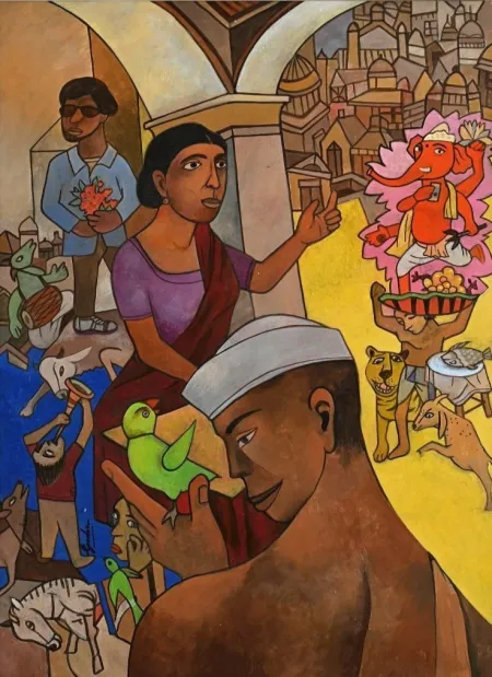 Second Thoughts by Gurcharan Singh - Acrylic on Paper