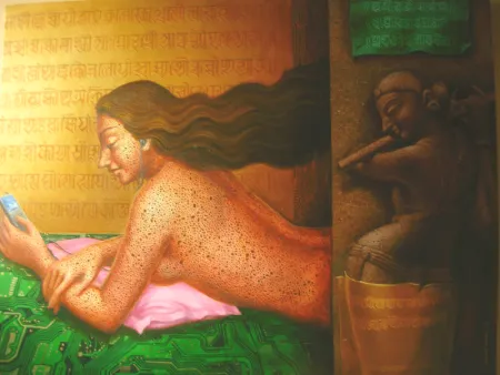 Listner by Dipak Kundu - Acrylic on Canvas