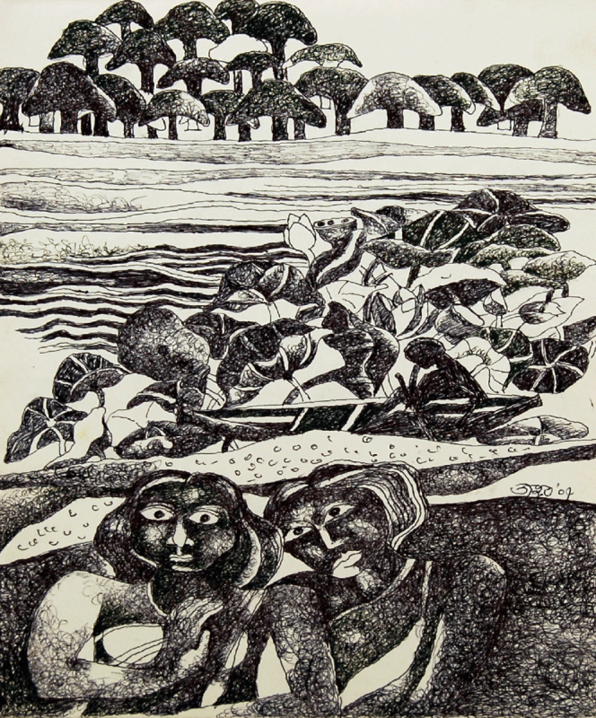 Untitled by Jahar Dasgupta - Drawing, Pen & Ink on Paper
