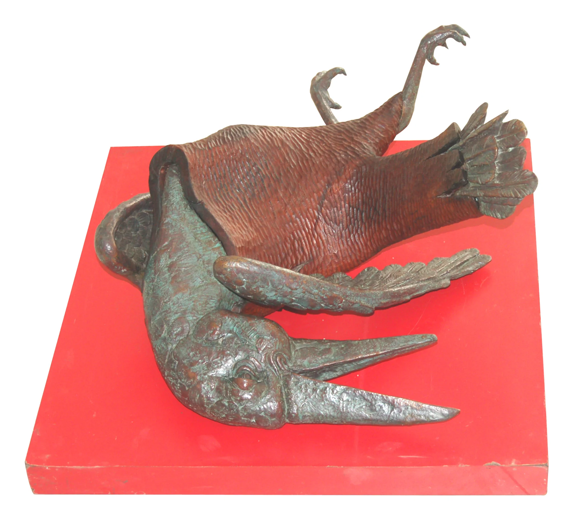Bird by Akhil Chandra Das - Wood & Bronze Sculpture