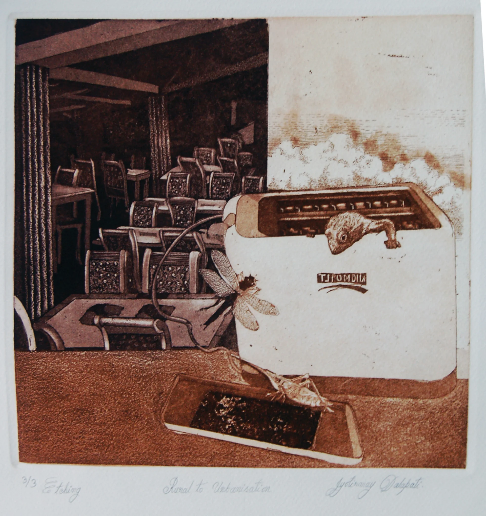 Rural to Urbanisation by Jyotirmoy Dalapati - Etching on Paper