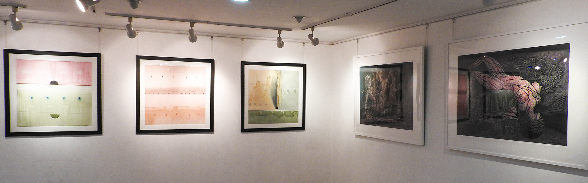 Art exhibition gallery featuring contemporary paintings at Aakriti Art Gallery